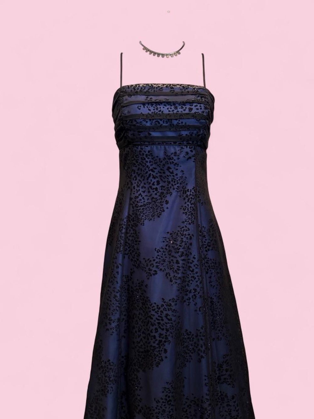 Y2K Blue and Black Glitter Animal Print Fairy Prom Dress